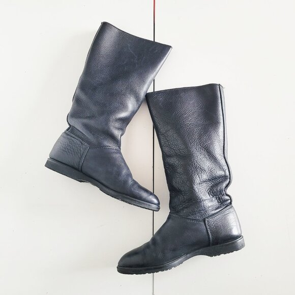 Roots Tall Black Leather Boots - Size 6 - Picture 5 of 8